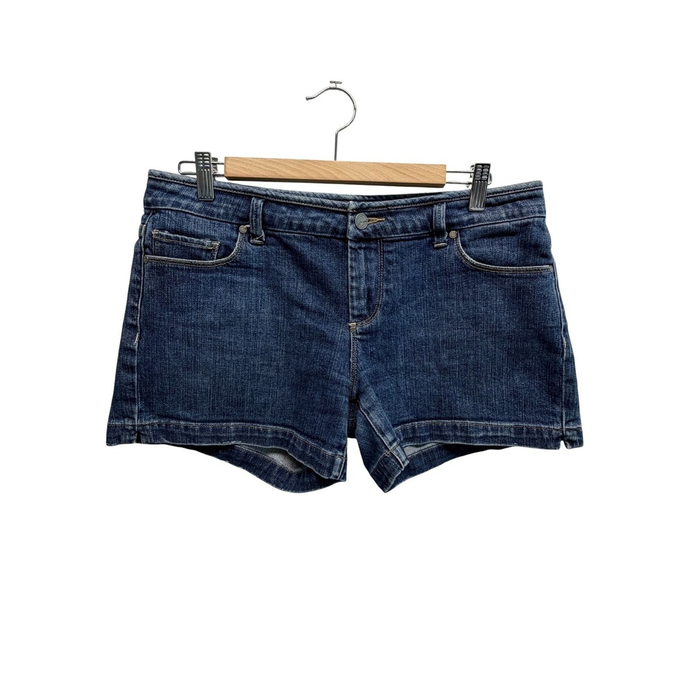 Paige Denim Shorts Dark Wash Mid Rise 32 Blue Women